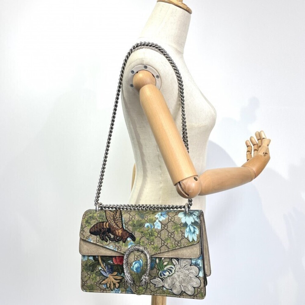 GUCCI Dionysus Shoulder Bag GG Supreme Flower Bee Embroidery Chain Multicolor - Picture 4 of 10